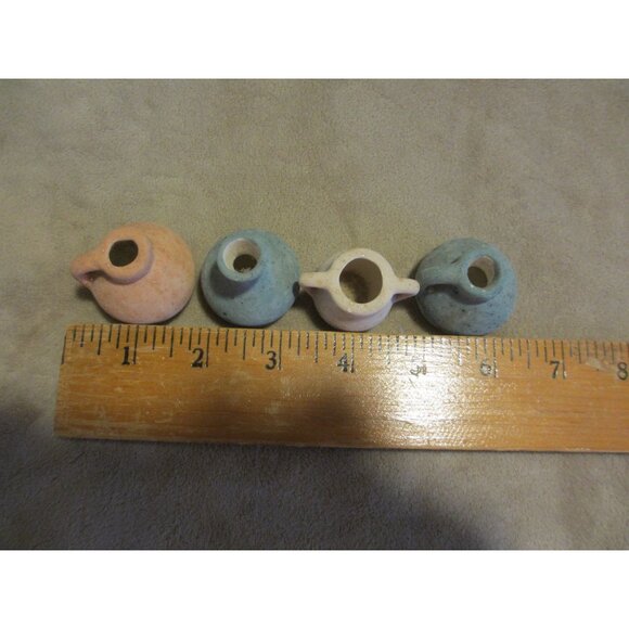 Lot of 4 Miniature Ceramic Vase In Soft Pastel Tones - Picture 2 of 3